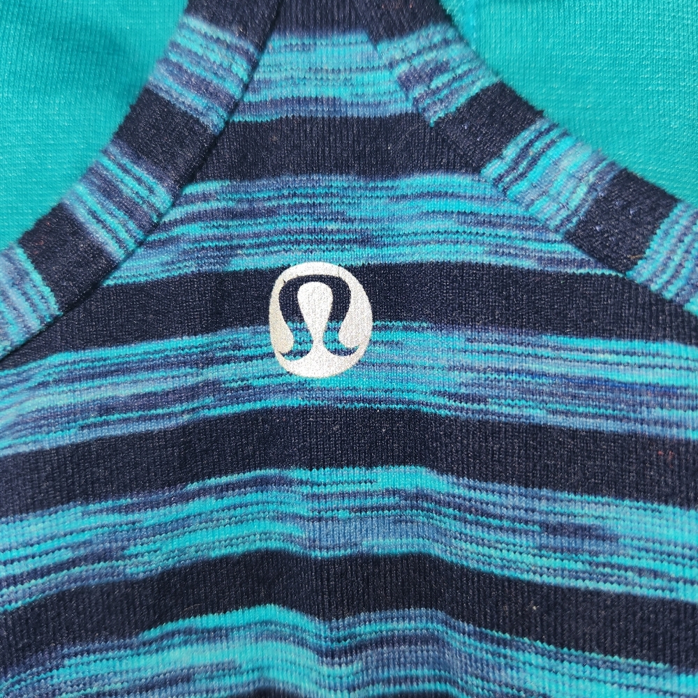 Lululemon Racerback Yoga Tank Top - Turquoise Blue Stripe - Picture 3 of 6